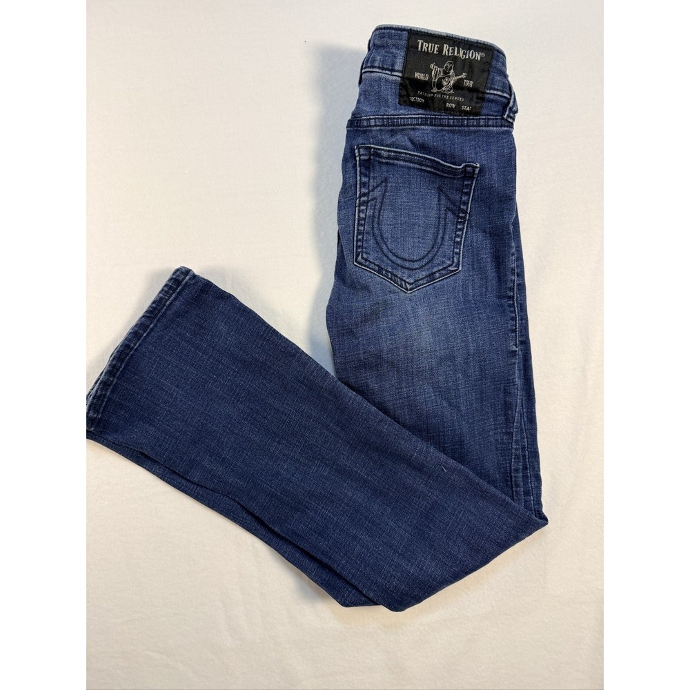 True Religion Becca Mid Rise Bootcut Jeans Women's Size 27 Blue Stretch Denim